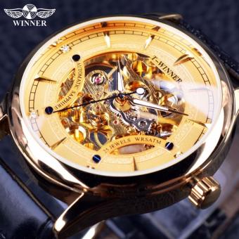 Mens Watches 2016 Fashion Casual Design Full Golden Transparent Luxury Diamond Display Men Male Wrist Watch Top Brand Mechanical Watch - intl  