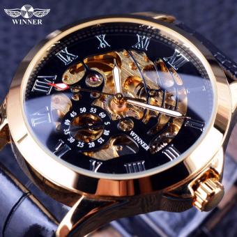 Mens Watches 2016 Male Wrist Watch Luxury Skeleton Mens Watches Top Brand Luxury Automatic Watch Small Dial Golden Case Fashion Casual - intl  