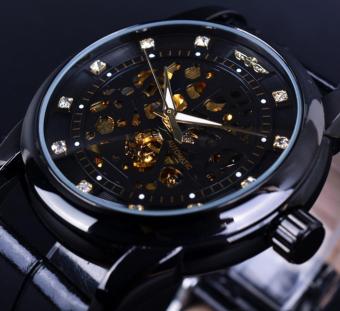 Mens Watches Diamond Skeleton Design Black Golden Skeleton Watch Men Automatic Watch Horloge Erkek Saat Male Clock Men Orologio Uomo - intl  