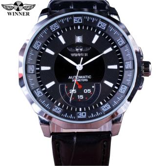 Mens Watches Mechanical Black HIgh Quality Leather Calendar Automatic Watch Clock Men Sports Watches Male Relogio Masculino Esportivo - intl  