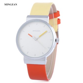 MINGZAN 6203 Women Quartz Watch Bicolour Leather Band Simple Scales Female Wristwatch - intl  