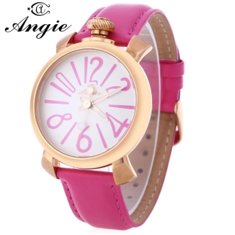 MiniCar Angie ST7154L Matonini Series Leather Band Quartz Watch for Ladies Luminous Pointers Rose madder(Color:Rose madder) - intl  