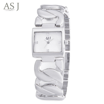 MiniCar ASJ B024 Female Quartz Watch Square Case Sparkling Cube Dial Double Hook Buckles Bracelet Silver(Color:Silver) - intl  