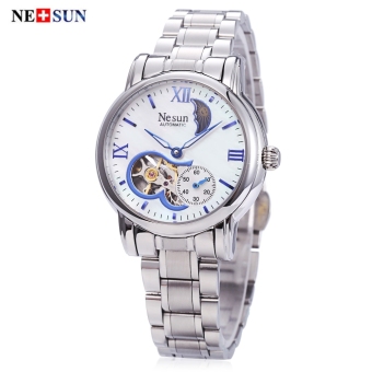 MiniCar NESUN LS9061 Women Automatic Mechanical Watch Hollow Dial Chronograph Moon Phase Display Wristwatch Blue(Color:Blue) - intl  