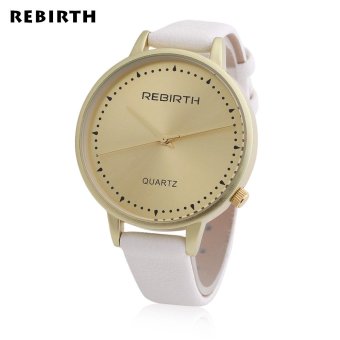 MiniCar REBIRTH RE010 Women Quartz Watch Dot Scale Leather Strap Water Resistance Wristwatch White(Color:White) - intl  