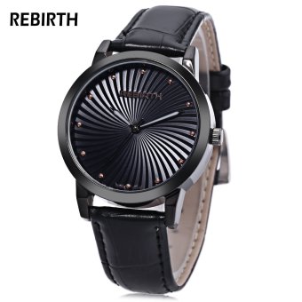 MiniCar REBIRTH RE029A Women Quartz Watch Radial Pattern Golden Spot Dial Luminous Pointer Wristwatch Black(Color:Black) - intl  