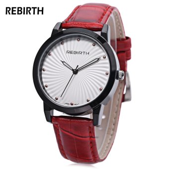 MiniCar REBIRTH RE029A Women Quartz Watch Radial Pattern Golden Spot Dial Luminous Pointer Wristwatch Red with white(Color:Red with white) - intl  