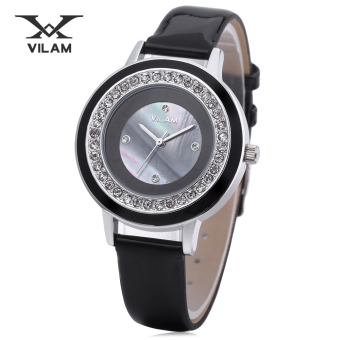 MiniCar VILAM V1025L - 01A Female Quartz Watch Artificial Diamond Dial 3ATM Imported Movt Wristwatch Black(Color:Black) - intl  