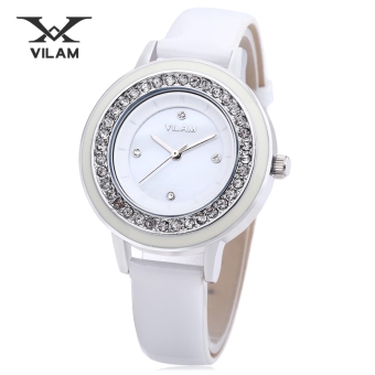 MiniCar VILAM V1025L - 01G Female Quartz Watch Artificial Diamond Dial 3ATM Imported Movt Wristwatch White(Color:White) - intl  