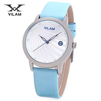 MiniCar VILAM V1036L - 01C Female Quartz Watch Artificial Diamond Dial Date Display Imported Movt Wristwatch Lake blue(Color:Lake blue) - intl  