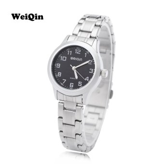 MiniCar WEIQIN W00123L Women Quartz Watch Stainless Steel Strap Big Number Display Wristwatch Black(Color:Black) - intl  