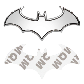 Gambar Mobil gaya Universal Batman 3D stiker Oto batang logam lencanalambang logo stiker (Perak)