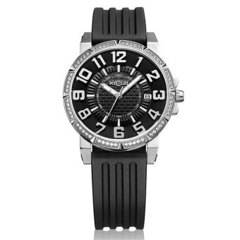 moob AILUO Sapphire Luxury Brand Women Rhinestone Watches Silicone Strap 5ATM Waterproof Calendar Fashion Sports Wristwatch (black)  
