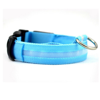 Gambar MULBA LED Nylon Pet Dog Cat Collar Night Safety LED Light upFlashing Glow in the Dark Lighted Dog Collars (Blue)