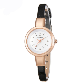 New Design Casual Fashion PU Leather Strip Women's Quartz Wrist Watches-Black(3612)  