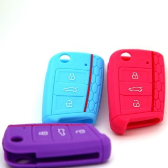 Gambar New High Quality Honeycomb Red line Car Environmental Silicone KeyFob Protector Cover Case for VW Golf7   intl