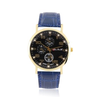 New Hot Fashionable Casual Watch Numbers Leather Strap Wristwatch Blue  