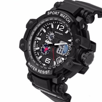 New Mens Waterproof Sports Military Watches Shock Luxury AnalogDigital Watch Black - intl  