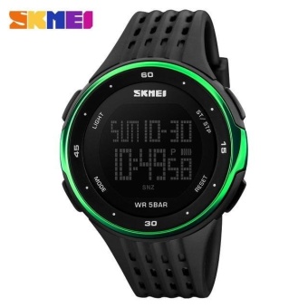 New SKMEI Sports Fashion Watches Waterproof LED Digital Military Watch Men and Women's Swim Climbing Outdoor Casual Pu Strap Wristwatch - Green - intl  