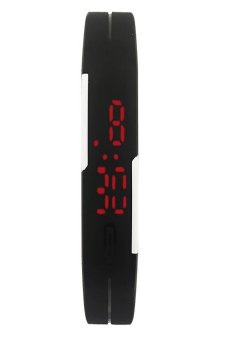 Okdeals Rubber Red LED Waterproof Sport Bracelet Digital Wristwatch Black  