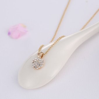 Gambar One Zero One 2015 fashion elegant gold plated round setting diamond pendant necklace jewelry for gift factory supply