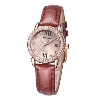 ooplm Genuine Leather Strap Watch Brand lovers watch wholesale calendar one generation waterproof (1 X women Watch) (Rose Gold)  