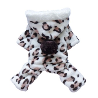 Gambar ouhofus Lovely Cozy Coral Fleece Leopard Print Dog Coat JumpsuitHoodie Pet Clothes (Brown)   intl