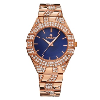 oxoqo Kingsky lady all-match diamond watch brand female table quartz watch manufacturers more drilling pop group (Blue)  