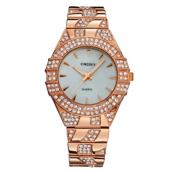 oxoqo Kingsky lady all-match diamond watch brand female table quartz watch manufacturers more drilling pop group (Rose Gold)  