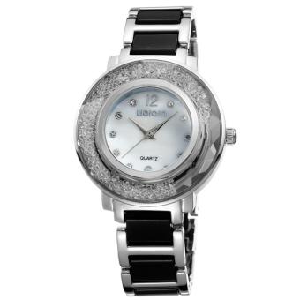 oxoqo Luxury Brand Bling Crystal Women Bracelet Watch Black White Ceramic Quartz Clock Ladies Rhinestone Watches Gift Wristwatch (Black)  