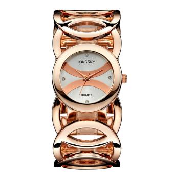 oxoqo Sales of kingsky brand watches hollow vacuum plating quartz watch female foreign trade import movement (White)  