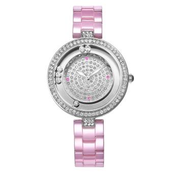 oxoqo WEIQIN Luxury Pink Real Ceramic Band Rhinestone Fashion Watches Women Top Brand Tag Ladies Quartz Watch Clocks Relogios Feminino (Pink)  