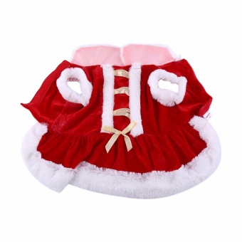 Gambar Pet Dog Dress Puppy Warm Skirt Clothes Winter Autumn Pets ChristmasDresses Coat Costume Apparel Female Dog Clothes   intl