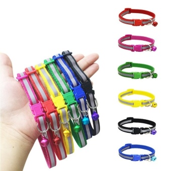 Gambar Pet Gift Colorful Glossy Reflective Safety Buckle Collar WithBellFor Pet Dogs Cats Puppy Kitten Lovely Necklace Collars Yellow  intl