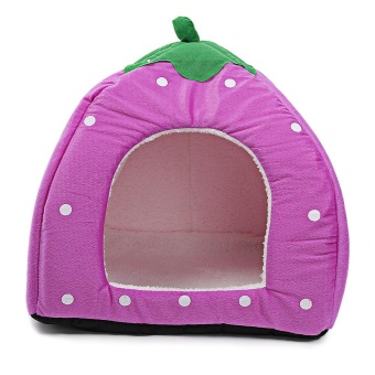 Gambar Polka Dot Strawberry Soft Cotton Pet Dog Cat Bed House withRemovable Pad   intl