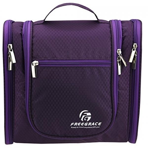 Premium Toiletry Bag Oleh Freegrace-Extra Large Travel Essentials Organizer-Hook Hanging Tahan Lama-Untuk Pria & Wanita -SEMPURNA untuk Aksesoris, Kosmetik, Produk Pribadi, Shampoo, Body Wash (Ungu)-Intl