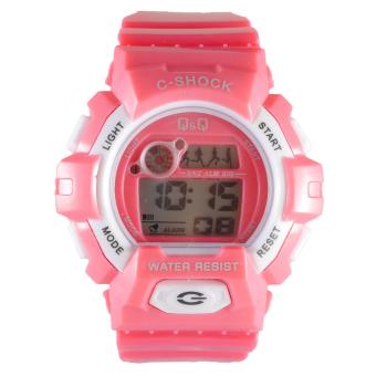 Q&Q - Jam Tangan Digital Wanita - Rubber Pink - Dial Pink - Bezel Putih QQX 1057-10  