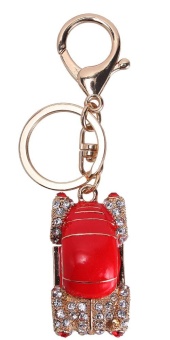 Gambar qooyonq Retro Vintage Car Shape Rhinestone Diamond Keychain KeyRing (Red and Gold)   intl