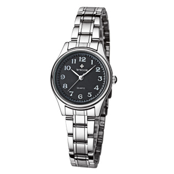 quzhuo Genuine brand Swiss watch digital steel watch retro watch wholesale one on behalf of women (Black)  
