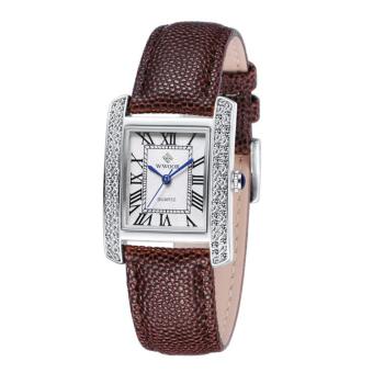 quzhuo Genuine brand watches Swiss female fashion Korean Ladies Watch wholesale red leather watch (Brown)  