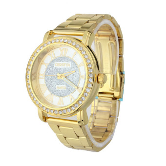 S & F Glitter Quartz Wrist Watch Female Luxury Crystal Lady Watch Gold - intl  