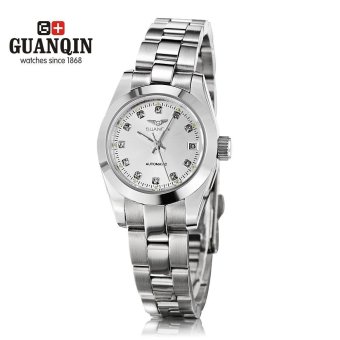 S&L GUANQIN GQ70005 - 1A Women Auto Mechanical Watch Artificial Diamond Scales Date Female Wristwatch (Silver) - intl  