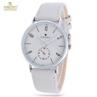 S&L KINGSKY 102M Female Quartz Watch Leather Band Daily Water Resistance Working Sub-dial Wristwatch (Blue Gray) - intl  