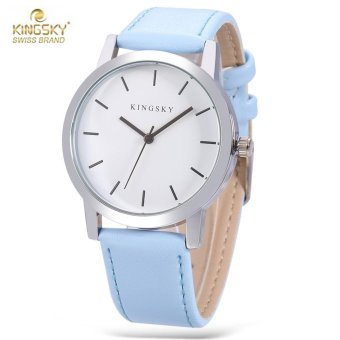 S&L KINGSKY 8209 Female Quartz Watch Leather Band Daily Water Resistance Concise Style Wristwatch (Blue) - intl  