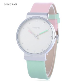 S&L MINGZAN 6203 Women Quartz Watch Bicolour Leather Band Simple Scales Female Wristwatch (Green) - intl  