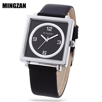 S&L MINGZAN 6206 Female Quartz Watch Daily Water Resistance Square Dial Leather Band Wristwatch (Black) - intl  