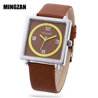 S&L MINGZAN 6206 Female Quartz Watch Daily Water Resistance Square Dial Leather Band Wristwatch (Brown) - intl  