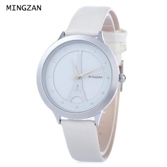 S&L MINGZAN 6222 Women Quartz Watch Tower Pattern Dial Daily Water Resistance Female Wristwatch (White) - intl  