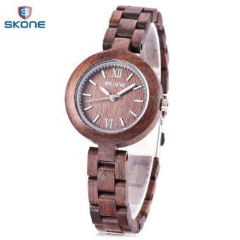 S&L SKONE 7400 Female Wooden Quartz Watch Luminous Pointer Slender Band 3ATM Wristwatch (Purple) - intl  