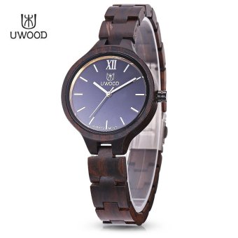 S&L UWOOD UW - 1003 Female Wooden Quartz Watch Daily Water Resistance Nail Shape Scale Wristwatch (Black) - intl  
